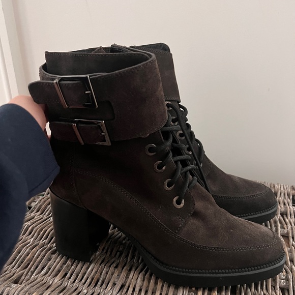 AQUATALIA  Suede Lace-Up Buckle Platform Ankle Boots - Picture 2 of 4